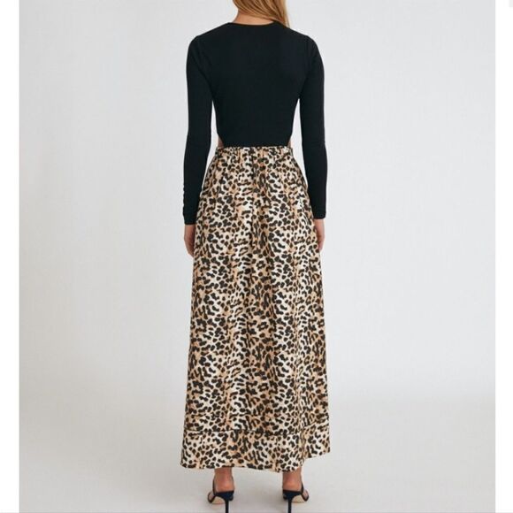 Something Navy Tara Cut Out Maxi Dress Leopard XS - Picture 4 of 9